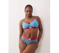Lemonade Dolls Coppe Grandi - Brassière elasticizzata in rete a quadri turchese e rosso-Multicolore 6DD-F