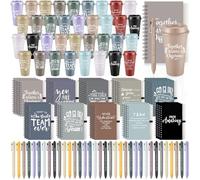 LemonRoad Set di 105 bicchieri di plastica con coperchio e cannuccia, ideali come regalo di Natale per collaboratori, dipendenti, dipendenti, dipendenti, set regalo di ringraziamento (miglior stile di