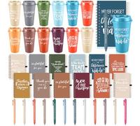 LemonRoad Set regalo di apprezzamento per dipendenti, 36 pezzi, bicchieri in plastica con coperchio, cannuccia e penna a spirale, regalo di ringraziamento per team e ufficio (migliore squadra