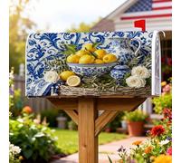 Lemons - Coperture magnetiche per cassette postali, motivo floreale rustico, blu, estive, per decorazioni da giardino e casa, 53 x 64 cm