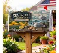 Lemons - Coperture magnetiche per cassette postali, motivo gabbiani rustici costieri, onde estive, blu, decorazioni per la casa e il giardino, 45,7 x 53,3 cm