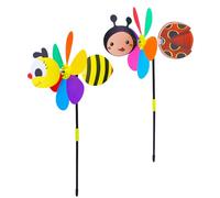 LEMONSTONE Girandola a vento per bambini, 2 pezzi, motivo: animali, mulino a vento 3D, api e coccinelle, 54 cm, girandola a vento per giardino, balcone, terrazza, LW2137
