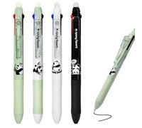 LEMONSTONE Penna a sfera cancellabile, 4 pezzi, 3 in 1, multicolore, mina da 0,5 mm, penna a sfera con gomma, per scuola, ufficio, regalo di Pasqua (Panda)