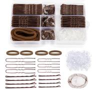 LEMONSTONE Set di 385 forcine per capelli con scatola, grandi e piccole, invisibili, a forma di U, mollette per capelli ondulate, retina per capelli in velluto, elastici per capelli trasparenti