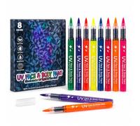 LEMONSTONE Set di 8 penne per tatuaggi per bambini, con effetto luce nera, delicate sulla pelle, ideali per bambini e adulti, per Halloween, carnevale, compleanni
