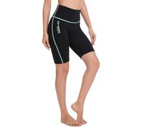 Lemorecn Pantaloncini da bagno da donna in neoprene super elasticizzato, 2 mm, per immersioni, surf, nuoto, snorkeling, immersioni, kayak, sport acquatici (UK1026-BLACKGREEN-L)