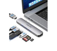 Lemorele Adattatore Macbook Air Pro Thunderbolt -7in2, Alluminio 40gbps Hub USB C Thunderbolt, 3*Usb 3.0, Hdmi 4k, Sd Tf, PD100w, Accessori Mac Adapter USB C Hub thunderbolt 4 dock Per Macbook Pro Air