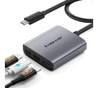 Lemorele Adattatore USB C a Doppia USB C per Occhiali AR 4K@60Hz PD 100W e Divisore per Display Esteso su MacBook Pro/Air, iPad, Windows, Smartphone, Switch