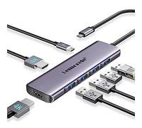 Lemorele Docking Station 2 HDMI, 7-in-1 Aluminio Hub USB con 2*HDMI 4K@30HZ, 4*USB-A 3.0/2.0, 1*PD 100W, USB C Hub Dual Monitor Adattatore Multiporta per Windows/MacOS/Android/iOS/Linux