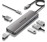 Lemorele Docking Station 6-in-1, USB C Hub con 2*HDMI (Supporta MacOS MST), 3*USB-A 3.0, Velocità 5Gbps, 1*PD 100W, Dual Monitor Multiporta USB Adattatore per Windows, MacOS, Android, iOS, Linux
