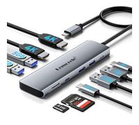 Lemorele Docking station in alluminio Dual HDMI, 10-in-1 USB C Hub a 2 HDMI 4K, 4 USB 3.0/2.0, 100W PD ricarica rapida, SD/TF Dual Display Multiport Adapter per Macbook/Dell/Acer/Lenovo/Acer ecc.