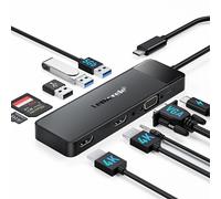 Lemorele Docking Station USB C 10 in 1 2 HDMI VGA 3 Display PD 100W USB A
