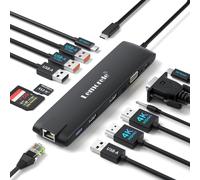 Lemorele Docking Station USB C 13 in 1 2 HDMI VGA USB 10Gbps 3 Display 2 USB A