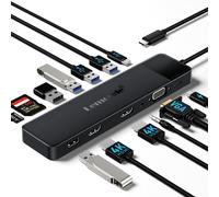 Lemorele Docking Station USB C 13 in 1 con 2 HDMI 4K@30Hz VGA 5 USB Porte PD