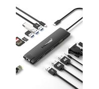 Lemorele Docking Station USB C 13 in 1, Hub USB C con 2 HDMI 4K, VGA, Gigabit Ethernet, PD 100W, 4 Porte USB 3.2/2.0, Type-C 3.2, Lettore Schede SD/TF, Audio, per MacBook Pro/Air, Laptop Windows