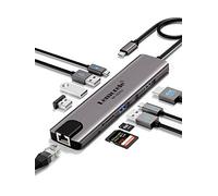 Lemorele Hub USB-C 10 in 1, HDMI 4K@60Hz, Gigabit Ethernet, PD 100W, SD/TF | 2 USB-A 3.0 + 2 USB-A 2.0 e USB-C dati; corpo in alluminio per notebook USB-C, schermo, rete, storage e periferiche