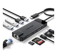 Lemorele Hub USB-C 10 in 1, HDMI, Gigabit Ethernet, USB-C Dati, PD 100W | 4 USB-A, USB-C dati e SD/TF; collega rete cablata, schermo, storage e periferiche a notebook USB-C, per lavoro e ufficio