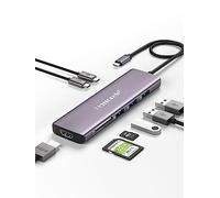 Lemorele Hub USB C 3.0-9 en 1 Spazio Alluminio Adattatore USB C Hub a HDMI 4K, 3 USB 3.0, PD 100W, SD/TF, Dati USB-C Adattatore Air/Pro M1,iPad M1, Windows, Switch, Cellulare