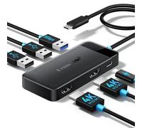 Lemorele Hub USB C 6 in 1 Multiporta, 2 HDMI 4K@30Hz, 3 USB 3.0, PD 100W - Docking Station per Monitor Doppio, Caricamento Rapido per MacBook, Windows, PC