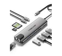Lemorele Hub USB C con Ethernet RJ45 da 1000M- 10 en 1 Custodia in Alluminio Adattatore USB C Hub a HDMI 4K, 3 USB-A 3.0, PD 100W, SD/TF, Dati USB-C per Macbook Air/Pro, iPad, Windows, Switch