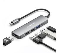 Lemorele Hub usb c HDMI 4K, 3*USB A 3.0/2.0, PD100W - 5 in 1 Allumini Adattatore Mac Multiporta Docking Station usb c Hub Dongle per Adattatore Macbook air pro PC laptop Windows Androide