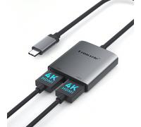 Lemorele Stazione di accoppiamento Hub USB-C a 2 porte con uscita doppia HDMI 4K 60Hz per doppio schermo, compatibile con computer portatile, telefoni cellulari e PC Apple Tagli UnicaLega di alluminio