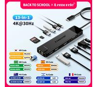 Lemorele TC100 Hub USB C 13-in-1 per MacBook, Docking Station HDMI 4K, USB 3.0 5Gbps, PD 100W, Ethernet, SD/TF, VGA, Audio - Plug & Play