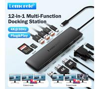 Lemorele TC97 Hub USB Docking Station USB 3.1 da USBC a Dual HDMI 4K 10Gpbs Tipo-C 100W Adattatore VGA Tipo-C 3.1 per MacBook Windows