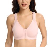 Lemorosy Reggiseno Chiusura Anteriore Donna per Taglie Forti con Supporto Posteriore a Coppa Intera di Sostegno per la Schiena e Spalla (Rosa,5C)