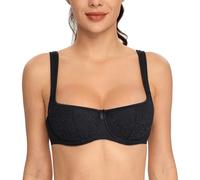 Lemorosy - Reggiseno Donna Balconcino con Ferretto e Spalline Imbottite Push-up Classico a Mezza Coppa (Nero5E)