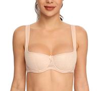 Lemorosy - Reggiseno Donna Balconcino con Ferretto e Spalline Imbottite Push-up Classico a Mezza Coppa (Beige2B)