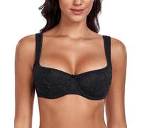 Lemorosy Reggiseno Donna Balconcino Push-up con Ferretto e Spalline Imbottite Classico a Mezza Coppa (Nero,4D)