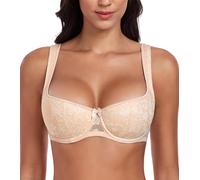 Lemorosy Reggiseno Donna Balconcino Push-up con Ferretto e Spalline Imbottite Classico a Mezza Coppa (Beige,2E)