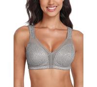 Lemorosy Reggiseno Minimizer Taglie Forti da Donna Comodo per Quotidiana Coppe Piene Non Imbottite Senza Ferretto a Tenuta Forte (5D,Grigio)