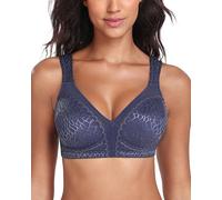Lemorosy Reggiseno Minimizer Taglie Forti da Donna Comodo per Quotidiana Coppe Piene Non Imbottite Senza Ferretto a Tenuta Forte (3C,Blu)