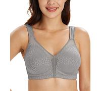 Lemorosy Reggiseno Minimizer Taglie Forti da Donna Comodo per Quotidiana Coppe Piene Non Imbottite Senza Ferretto a Tenuta Forte (4C,Grigio)
