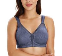 Lemorosy Reggiseno Minimizer Taglie Forti da Donna Comodo per Quotidiana Coppe Piene Non Imbottite Senza Ferretto a Tenuta Forte (Grigio-Blu,8F)