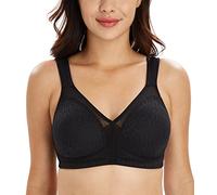 Lemorosy Reggiseno Minimizer Taglie Forti da Donna Comodo per Quotidiana Coppe Piene Non Imbottite Senza Ferretto a Tenuta Forte (5F,Nero)