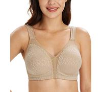 Lemorosy Reggiseno Minimizer Taglie Forti da Donna Comodo per Quotidiana Coppe Piene Non Imbottite Senza Ferretto a Tenuta Forte (3D,Marrone)