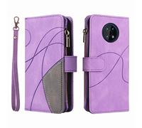 LEMORRY Cover per Nokia G50 5G, Custodia con Cerniera con 9 Slot per Schede e Tasca per Soldi, Funzione Supporto Mediale e Cinturino da Polso Custodia in Pelle per Nokia G50 5G, Viola