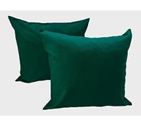 Lemos Home Federa per cuscino decorativo, 2 pezzi, in 100% cotone, collezione Konzept, colore e dimensioni a scelta (set da 2 federe - 40 x 40 cm, verde abete)