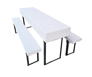 Lemos Home Set di 3 cuscini per tende da birra, in 1 tovaglia e 2 copripanchine da birra. Dimensioni e colori a scelta (110 x 60 cm, bianco)