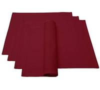 Lemos Home - Set di tovagliette da tavola, 4 pezzi, circa 46 x 36 cm in cotone (rosso vinaccia)