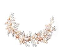 LEMOXIVI Cerchietto per capelli da sposa dorato con fiori e foglie, accessori per capelli da sposa per damigella d'onore