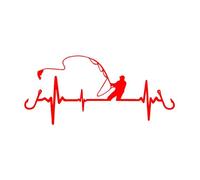 L'emozione della pesca che non capisci, il gioco è il battito cardiaco Pesca Stile auto Adesivi decorativi interessanti Decalcomanie interessanti Adesivi for motociclette(Red,40X18.4CM)
