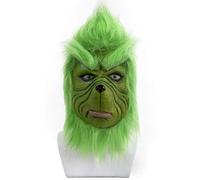 Lempefe Maschera di Grinch - Natale e Halloween in lattice - Accessori per cosplay festivi Deluxe (maschera 1)