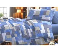 L'Emporio Casa Parure Copripiumino di Cotone Setato 100% Effetto Percalle Matrimoniale 250X200+40 cm Made Italy (Crash Blu)