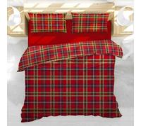 L'EMPORIO CASA Parure Copripiumino in Flanella Calda Di Puro Cotone 100% Confortevole Invernale Felpate in Flanella Anti-Pilling 250X200+40 cm (Scozzese Rosso)