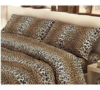 L'Emporio Casa Set Completo Lenzuola Leopardato - Zebrato Matrimoniale Lenzuolo Morbidissimo 100% Cotone Italiano (LEOPARDATO)