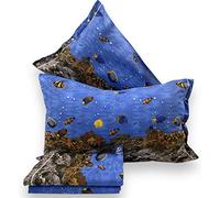 L'Emporio Casa Set Lenzuola Completo di Cotone 100% Italiano Tramonto Coralli Stelle Luna Pesci Varie Misure (Singolo, Pesci)